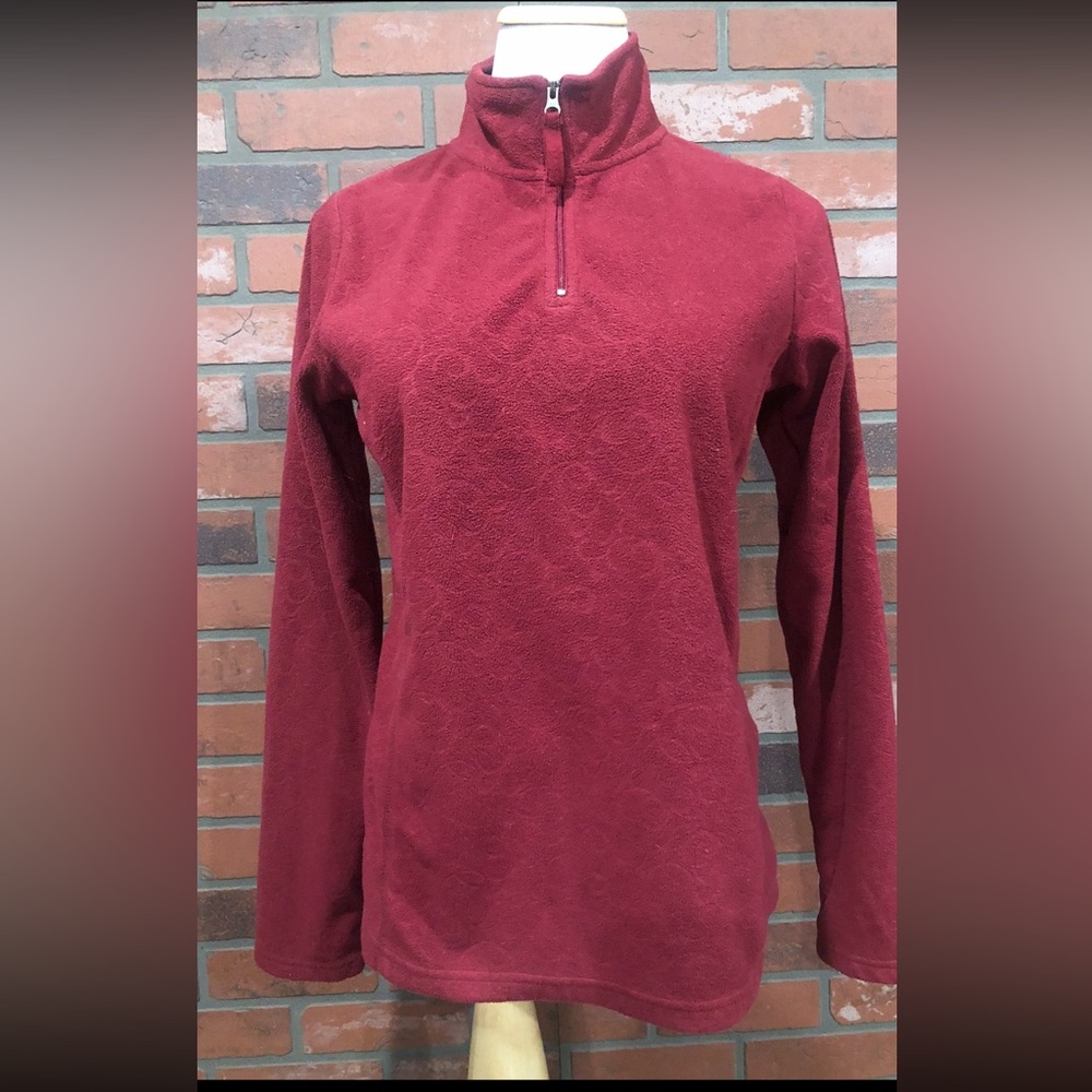 Windriver Size Medium Burgundy Quarter-Zip Fleece Pullover
